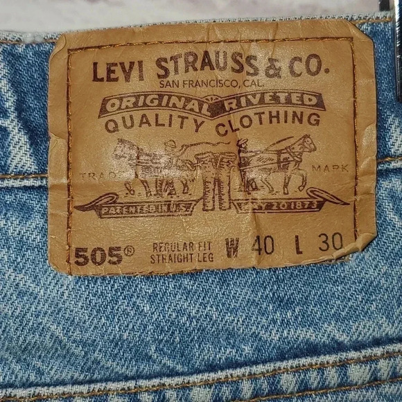 Vintage Levis 505 Orange Tab Light Wash Regular Fit Straight Leg Jean Size 40x30 - Picture 6 of 13